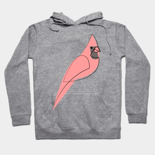 One line Red cardinal Hoodie by addillum